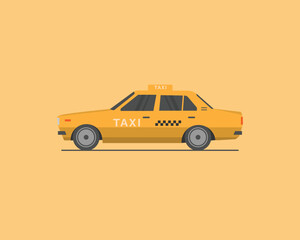 illustration of a 1990 1980 1970 classic retro vintage taxi cab rideshare car sedan icon 80s 90s vector
