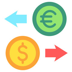 Currency Exchange flat color icon, use for UI, UX, app and web development, digital or print. for industry, education, business, finance, economic development theme.