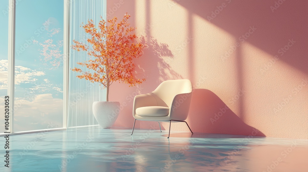 Poster a sleek ai tool demonstrating color classification for interior design, showcasing wall and furnitur