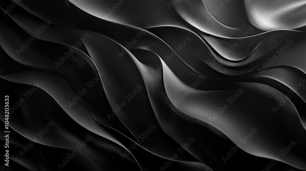 Poster a smooth black background with elegant, flowing lines and soft light gradients, creating a refined a