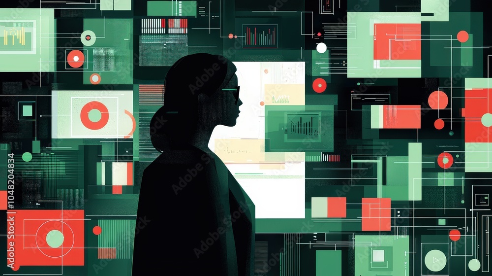 Poster a stylish illustration of ai visual recognition software processing an image for color patterns, bea