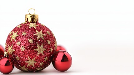 Red and Gold Christmas Ornament with White Background