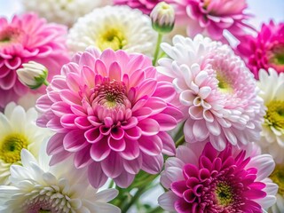 Fototapeta premium Elegant Pink and White Flower Arrangement in Low Light Photography for Stunning Home Decor