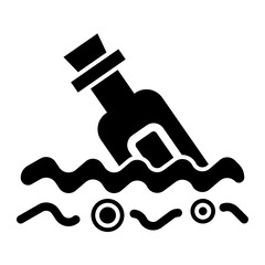 bottle waste in the sea icon