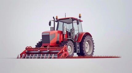 Obraz premium 3D Minimalist Tractor with Strip Till Equipment