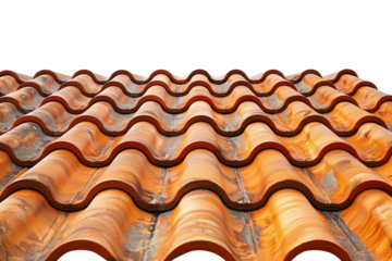 Orange tiles roof isolated on transparent background.