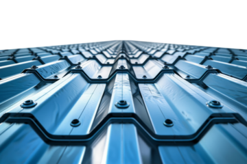 Blue roof tiles isolated on transparent background.