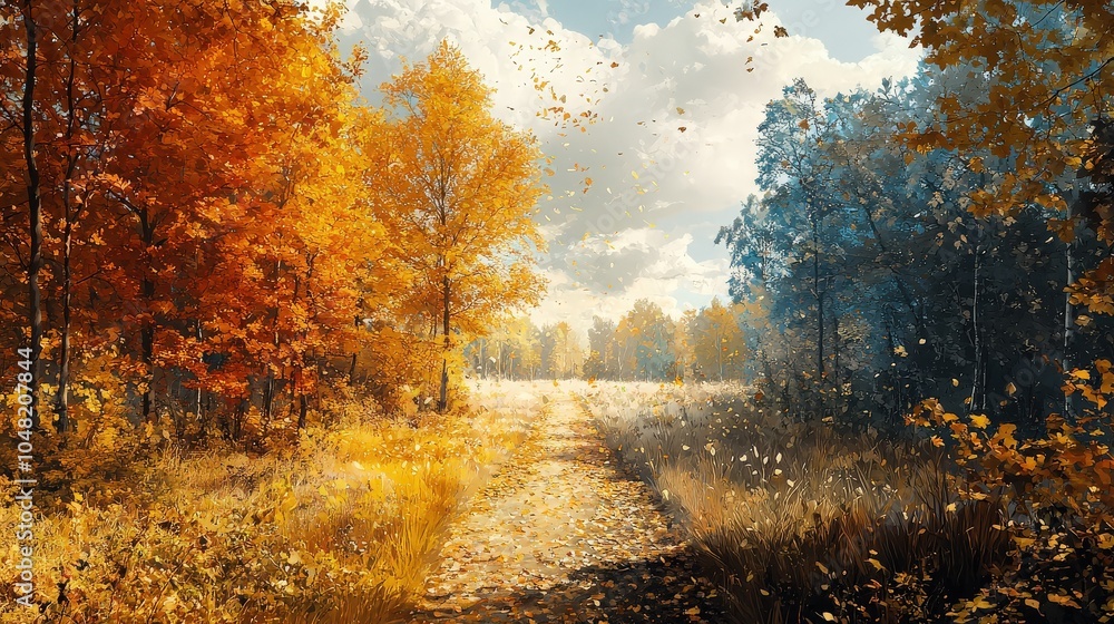 Poster an ai software interface analyzing and recognizing natural colors in a serene forest scene, focusing