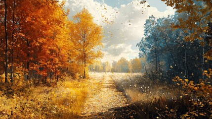Fototapeta premium An AI software interface analyzing and recognizing natural colors in a serene forest scene, focusing on the hues of leaves and the sky, presented in a minimalist style against a clean background.