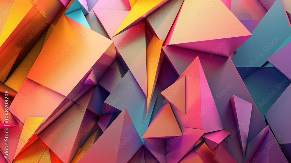 Poster a colorful abstract image of triangles and squares
