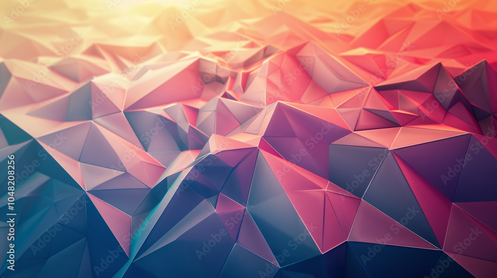 Poster a colorful abstract painting with a mountain range in the background