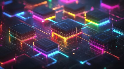 Obraz premium An artistic depiction of an AI system processing real-time RGB signals from multiple sensors, highlighting the identification of color patterns in a minimalist layout.