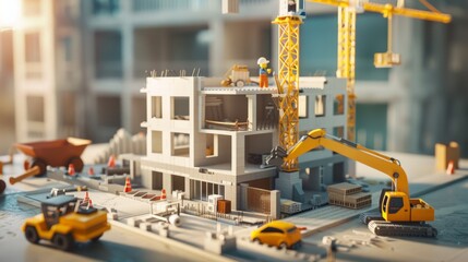 Construction Site Model with Crane and Equipment