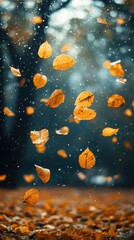 Obraz premium Swaying Foliage in Motion, a dynamic scene of blurred leaves dancing gently in the wind, capturing nature's rhythmic movement.