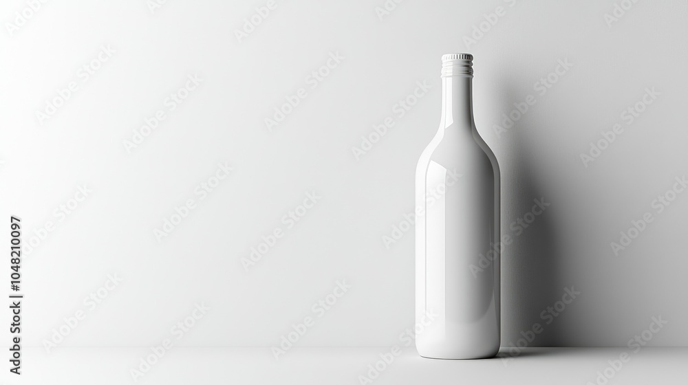 Poster white bottle with screw cap on a blank background, minimalist look with smooth shadows, suitable for