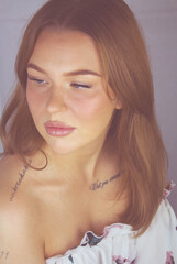 face of a beautiful young blonde european woman