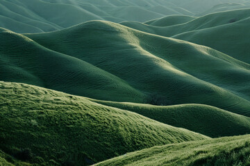 Fototapeta premium A vast, green hillside with grassy slopes