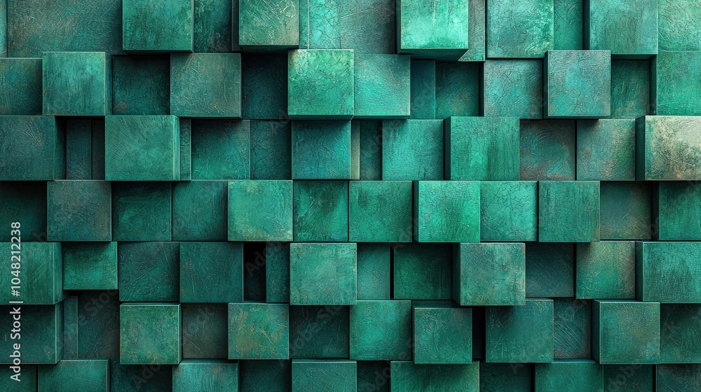 Aufkleber green 3d cubes stacked in a dynamic pattern, offering a modern and tech-inspired look.