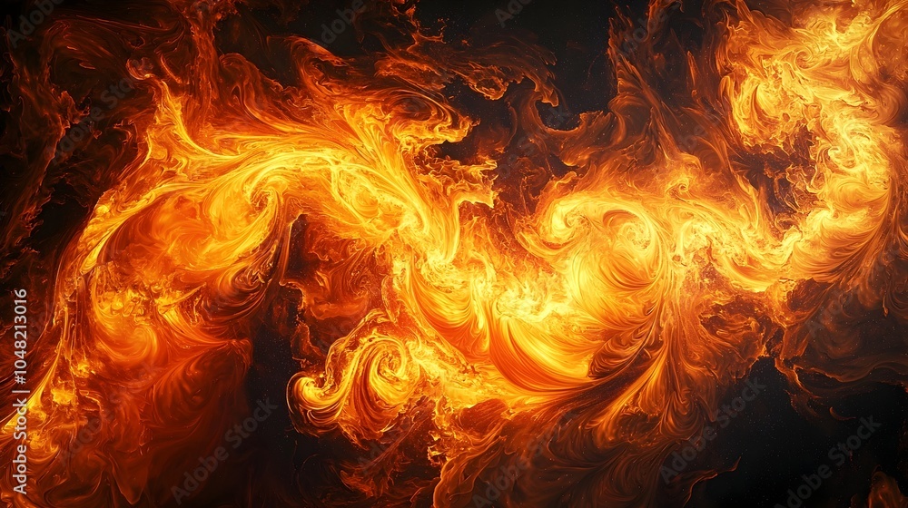 Poster swirling fiery inferno with dynamic energy and intense movement in abstract background