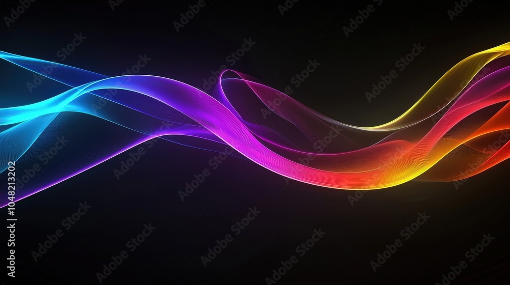 Poster sleek black background illuminated by colorful neon light strips, adding a dynamic and modern touch.