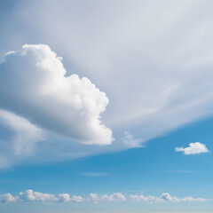 Obraz premium White Clouds Floating in a Clear Blue Sky, created by generative AI