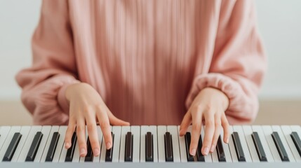 Student Practicing Piano in Cozy Environment