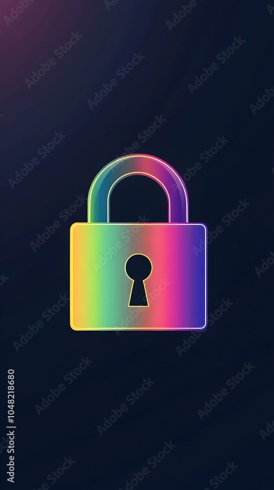 Poster vibrant rainbow padlock icon symbolizing secure and inclusive digital spaces