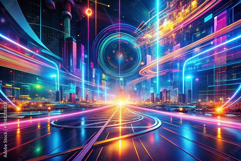 Aufkleber futuristic abstract hud interface with long exposure effects for virtual design systems