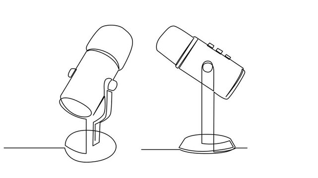 Continuous Line Drawing of Vector wired microphone icon design