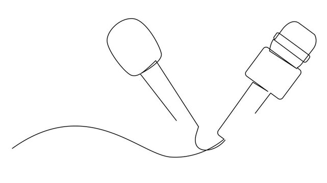Continuous Line Drawing of Vector wired microphone icon design