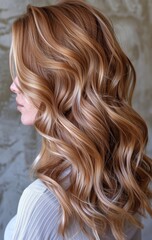 Naklejka premium Side Profile of Wavy Strawberry Blonde Hair
