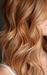 Fototapeta premium Close-Up of Wavy Strawberry Blonde Hair