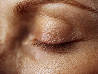 Naklejka premium Close-Up of Tear Duct Area with Focus on Texture