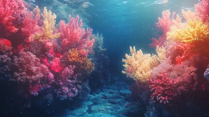 Fototapeta premium Colorful Coral Garden Underwater Dreamscape