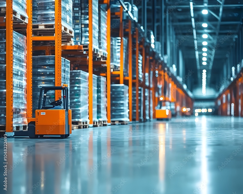 Poster automated warehouse with efficient goods handling and agv movement for logistics