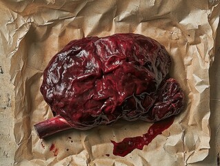 Obraz premium Fresh Beef Liver on Butcher Paper