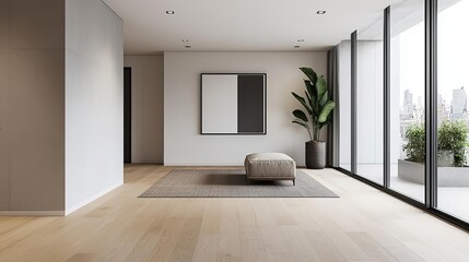 Fototapeta premium Elegant modern room with clean lines, neutral color palette, and minimalistic decor Sophisticated minimalism, Timeless design