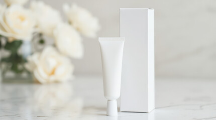 Minimalist Skincare Product Mockup with Cream on Background for Cosmetic Advertising
