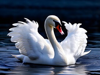 White swan in the lake