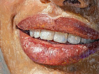 Obraz premium Close-Up of Warm Smile Emphasizing Lip Texture