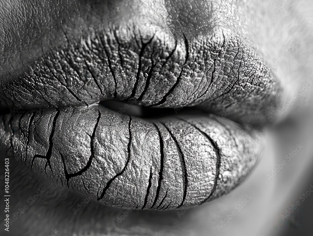 Poster close-up of lips with subtle smile and texture