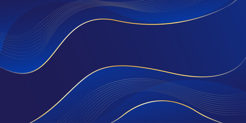 Elegant blue luxury wave background with gold lines. Abstract modern wallpapers. Suitable for templates, banners, sales, ads, events, awards, web, pages, and others