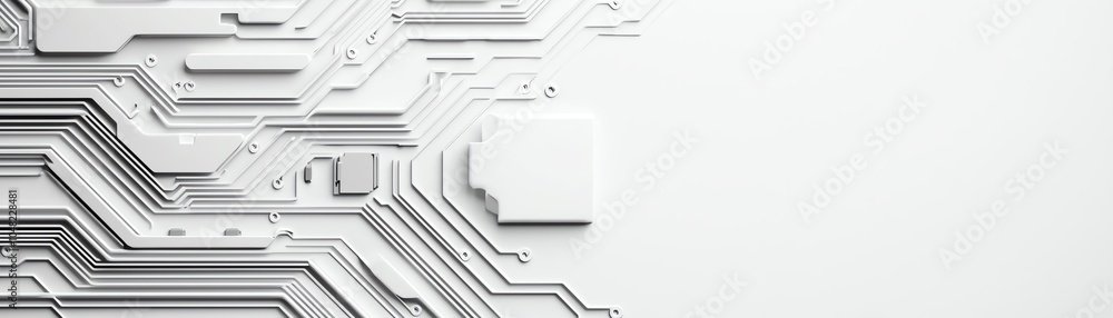 Poster abstract white circuit board design with intricate lines, ideal for technology and electronics conce