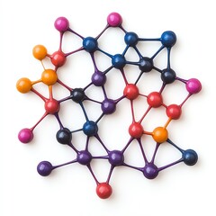 Colorful molecular structure showcasing interconnections and relationships between atoms, ideal for science and education materials.