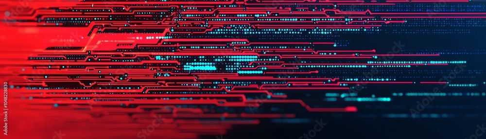 Aufkleber abstract technology background featuring vibrant red and blue lines, showcasing digital data flow an