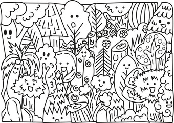 Trees Doodle in various types, style, and expressions