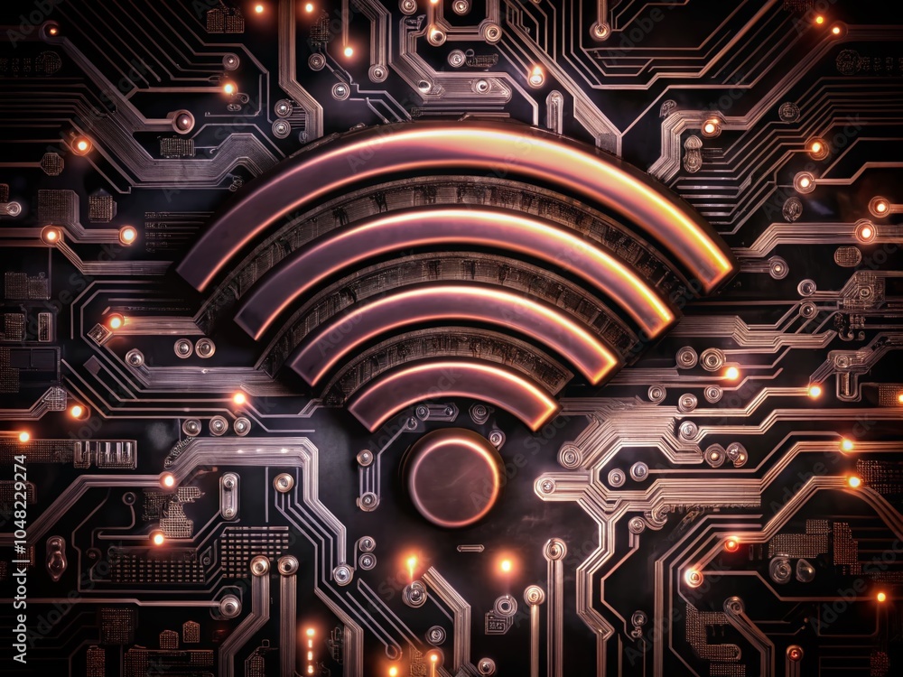 Poster high dynamic range 2d illustration of a wifi symbol for connectivity and technology themes