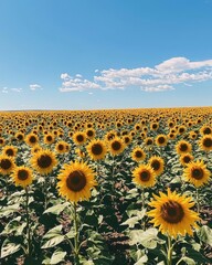 Fototapeta premium Vibrant Sunflowers Blooming in a Sunny Field