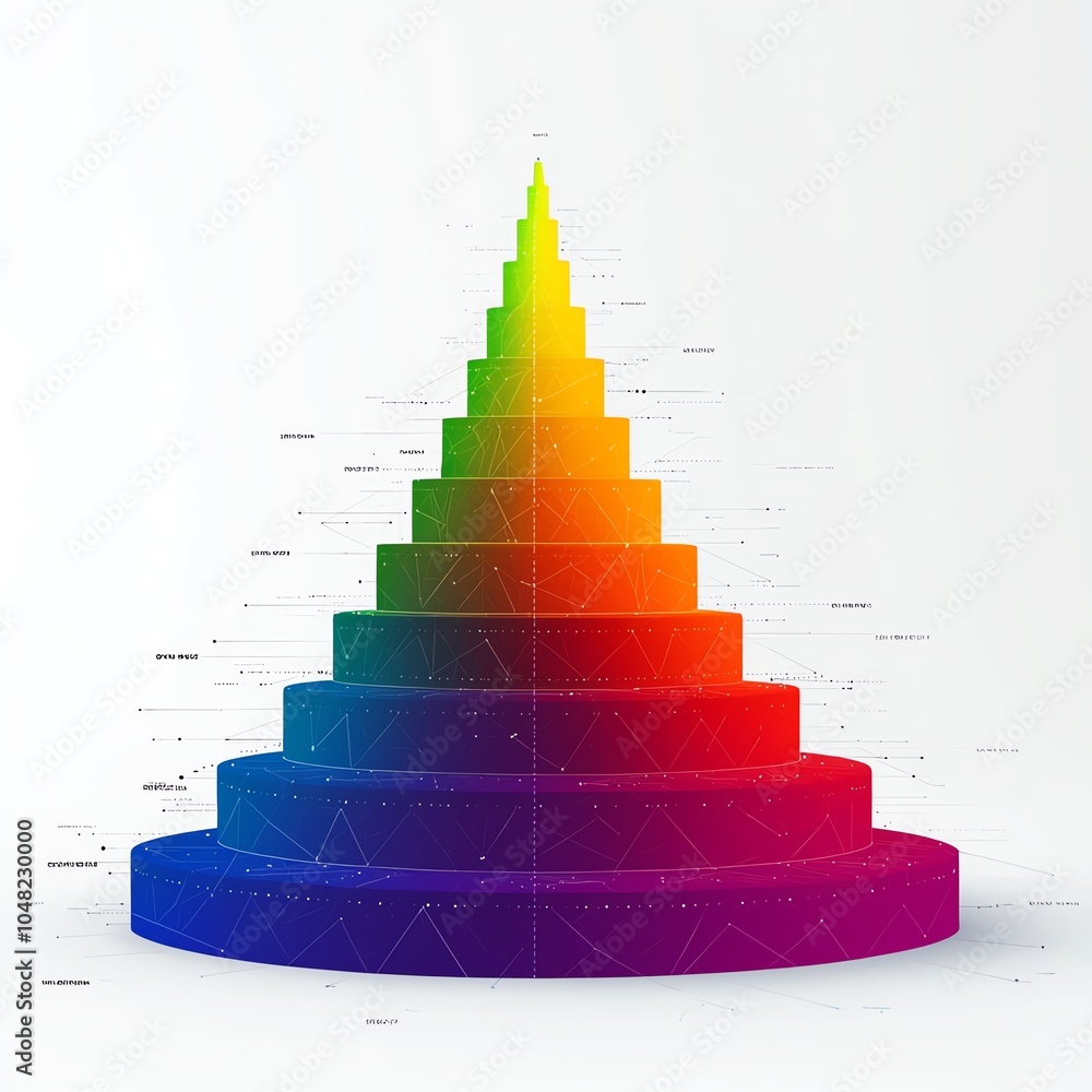 Aufkleber a colorful 3d pyramid design featuring gradient layers and abstract geometric patterns, perfect for 