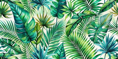 High-Quality Tropical Palm Leaves Pattern for Jungle-Themed Wallpapers and Home Decor